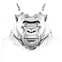 bosque con gorila rinoceronte serpiente aguila y debajo mar con tiburon  tattoo design idea