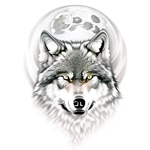 A fierce wolf howling at the moon tattoo design idea