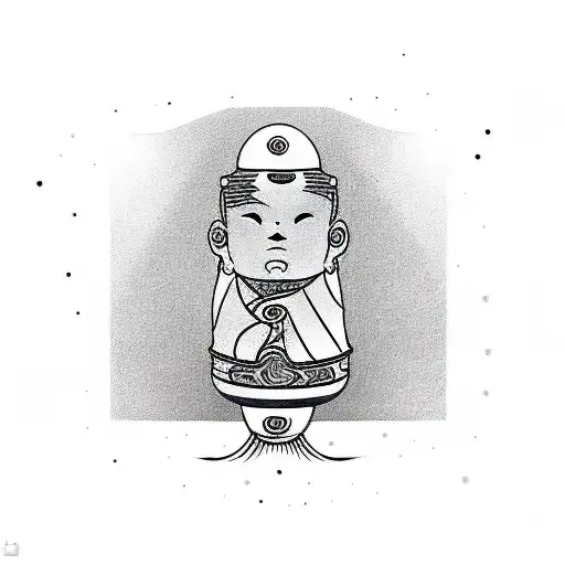 a boy standing alone in a cylinder tattoo design idea