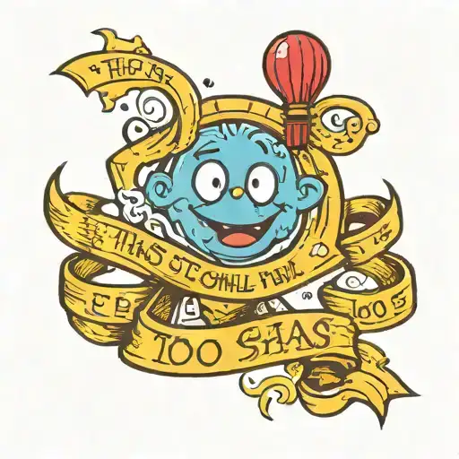 A playful design of your brother's birth and passing dates intertwined with a laughing emoji and the phrase 'This too shall pass' tattoo design idea