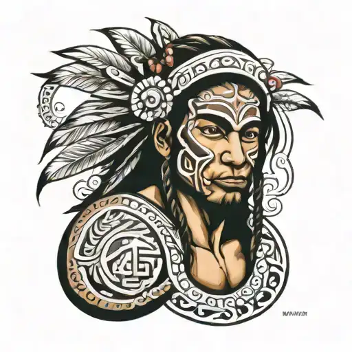 taino tribal sleeve tattoo design idea