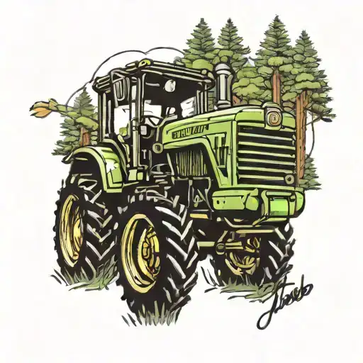 Forestry tractor tattoo design idea