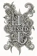 Blessed word written vertically tattoo design idea