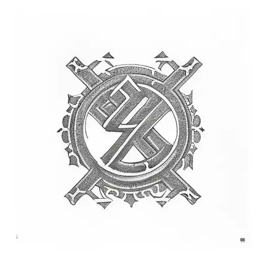 the letter "Z" with a religious cross in the back tattoo design idea