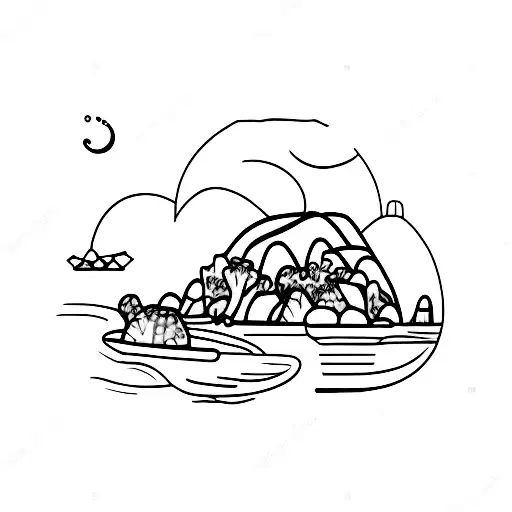 Koh Tao island shape with scuba diving details tattoo design idea