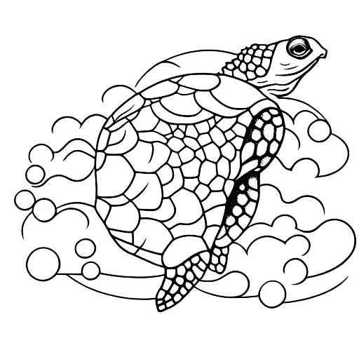 Turtule with detail of scuba diving tattoo design idea