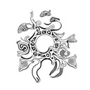 Koh Tao island shape with scuba diving details tattoo design idea