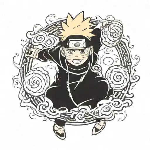 Naruto bread character with an oloup behind him tattoo design idea