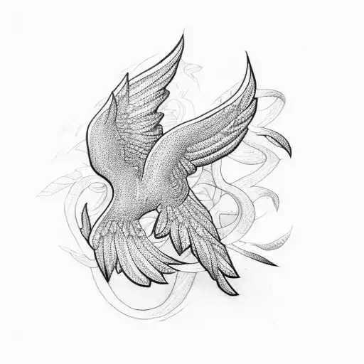 An intricate design of the letter A formed by a flock of birds in flight tattoo design idea
