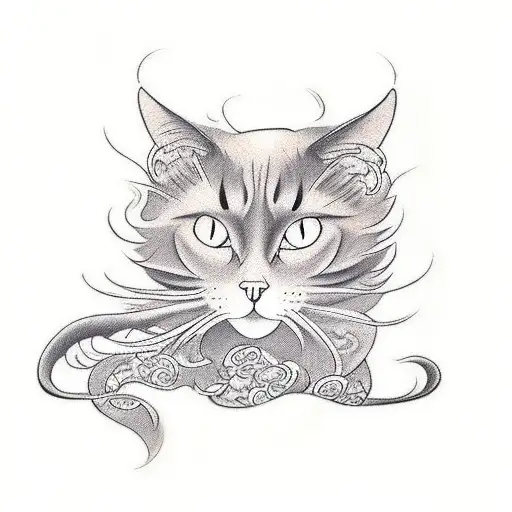 Black Cat tattoo design idea