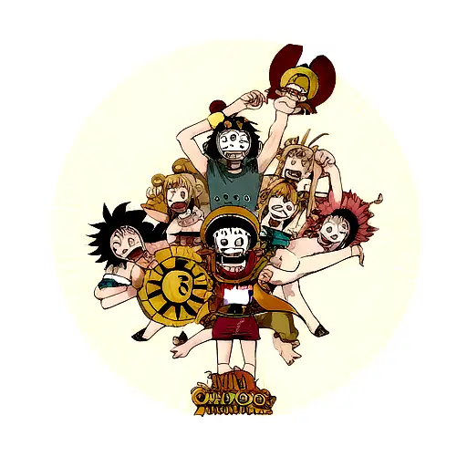 one piece main characters band around my arm tattoo design idea