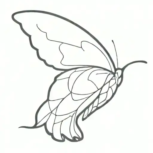 simple, abstract outline of a butterfly or hummingbird, with wings subtly shaped like a brain's hemispher tattoo design idea