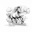 A majestic horse running through a field of flowers tattoo design idea