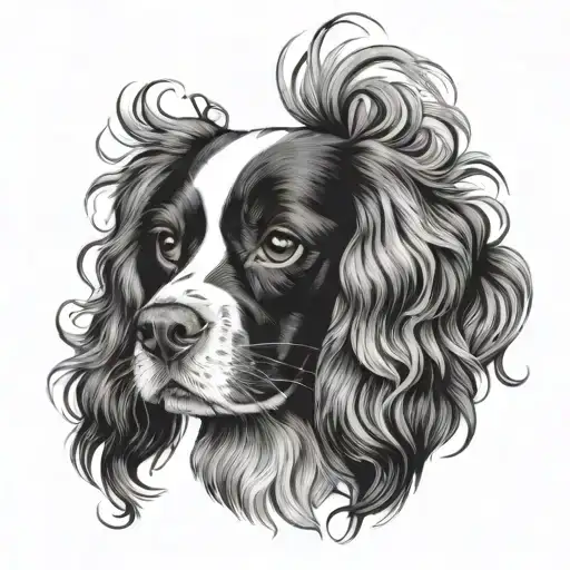 cavalier spaniel playing tattoo design idea