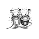 Two MOUSE in clock tattoo design idea
