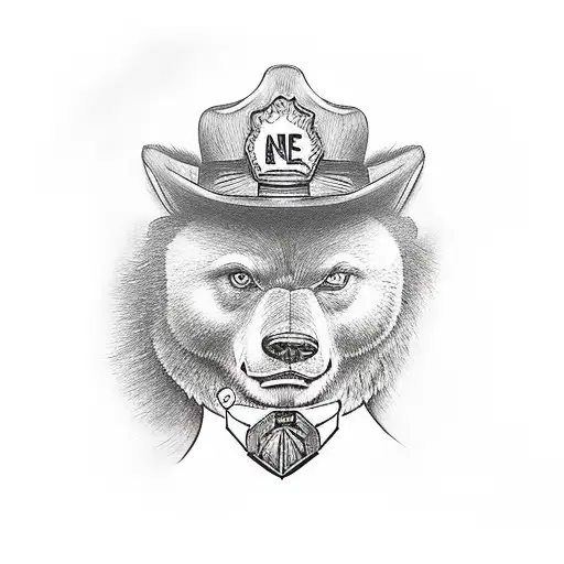 Ursaluna fighting Smokey the bear tattoo design idea