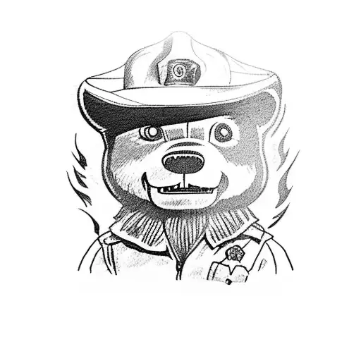 Smokey the bear on fire tattoo design idea