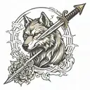 Sword and wolf tattoo design idea