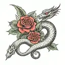 dragon and rose with snake tattoo design idea