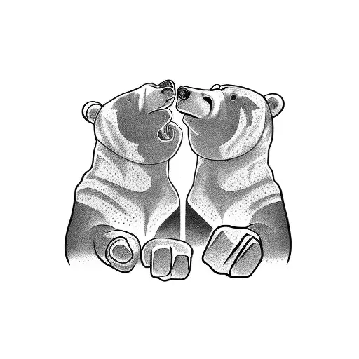 two bears fist bumping  tattoo design idea