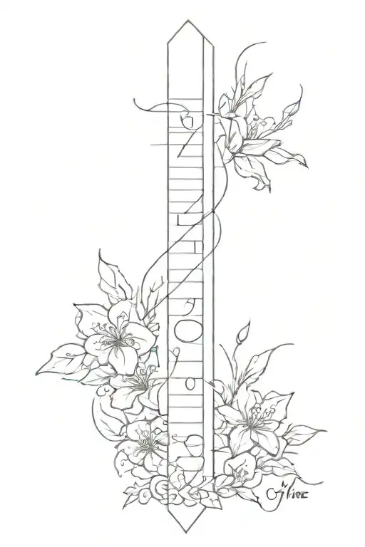 Fine line tattoo with the words “every little thing is gonna be alright” in cursive going vertically down the spine with tattoo design idea