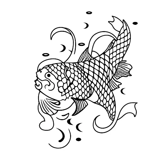Pisces koi fish combined with an Aries ram tattoo design idea