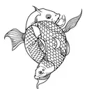 Pisces koi fish combined with an Aries ram tattoo design idea