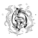 Pisces koi fish combined with an Aries ram tattoo design idea