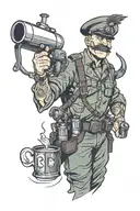 russian  military bartender tattoo design idea