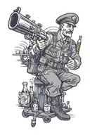russian  military bartender tattoo design idea