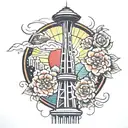 filipino in seattle space needle tattoo design idea