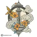 filipino in seattle space needle tattoo design idea