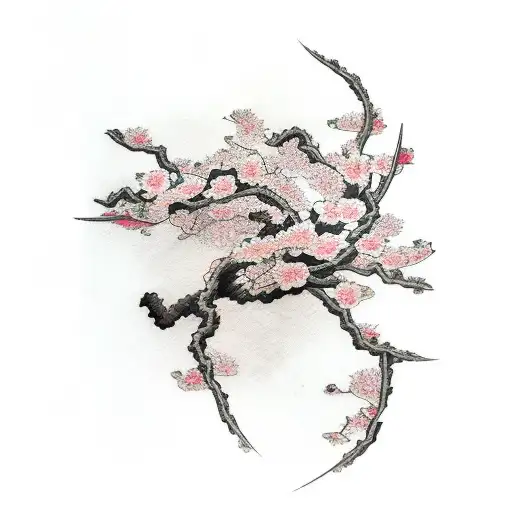 Cherry Blossom with a ronin tattoo design idea