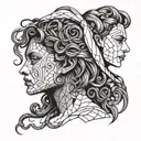 3 faced Medusa face tattoo design idea