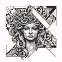 3 faced Medusa face tattoo design idea