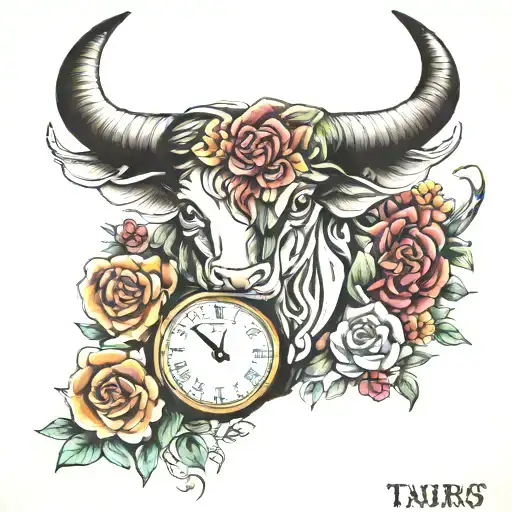 Taurus, time, Amelia, 14,1998, tattoo design idea