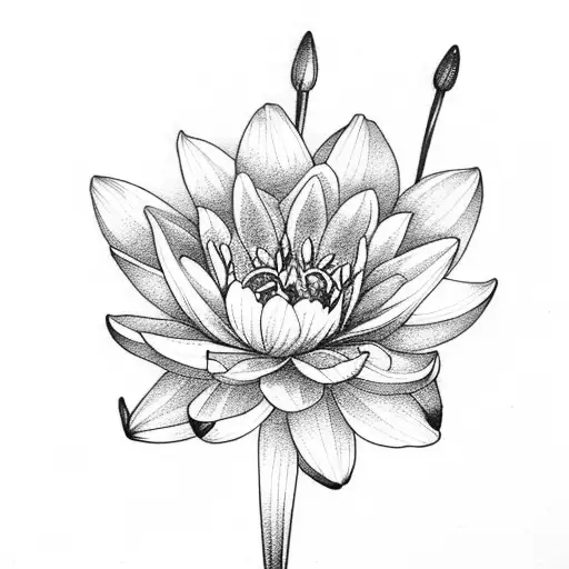 flower bouquet with carnation,daffodil,snowdrop, water lily  tattoo design idea