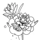flower bouquet with carnation,daffodil,snowdrop, water lily  tattoo design idea