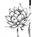 flower bouquet with carnation,daffodil,snowdrop, water lily  tattoo design idea