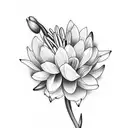 flower bouquet with carnation,daffodil,snowdrop, water lily  tattoo design idea