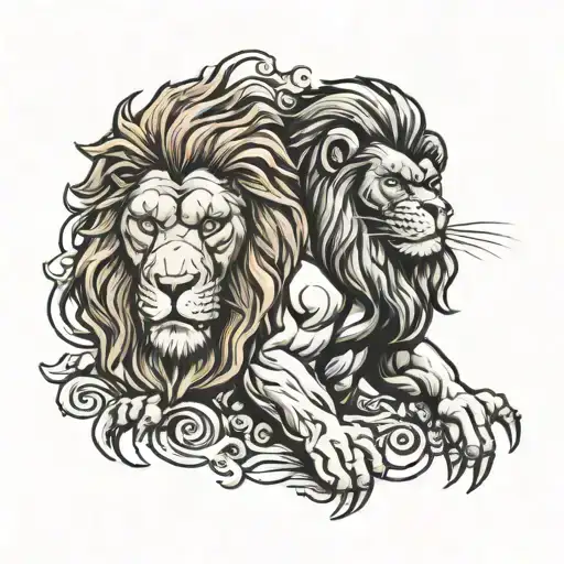 lion and gorilla tattoo design idea