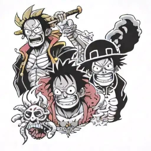 one piece monster trio tattoo design idea