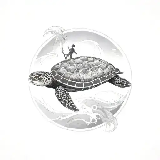 samoan, sea turtle, warrior, family, surfing, rocket, sleeve tattoo tattoo design idea