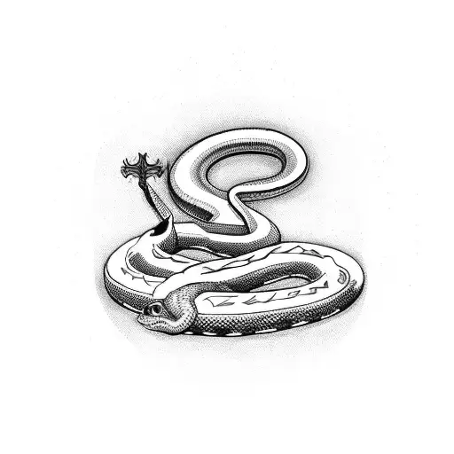 roman dagger with snake wrapping around it tattoo design idea