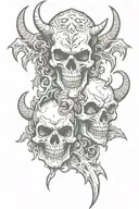 skulls and devil tattoo design idea