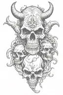 skulls and devil tattoo design idea