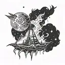 A surreal tattoo of a bonfire transforming into a galaxy  tattoo design idea