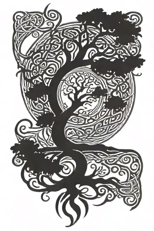Celtic tree of life intertwined tattoo design idea