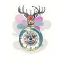 deer sand clock tattoo design idea