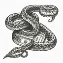 A snake wrapped around a stack of money tattoo design idea